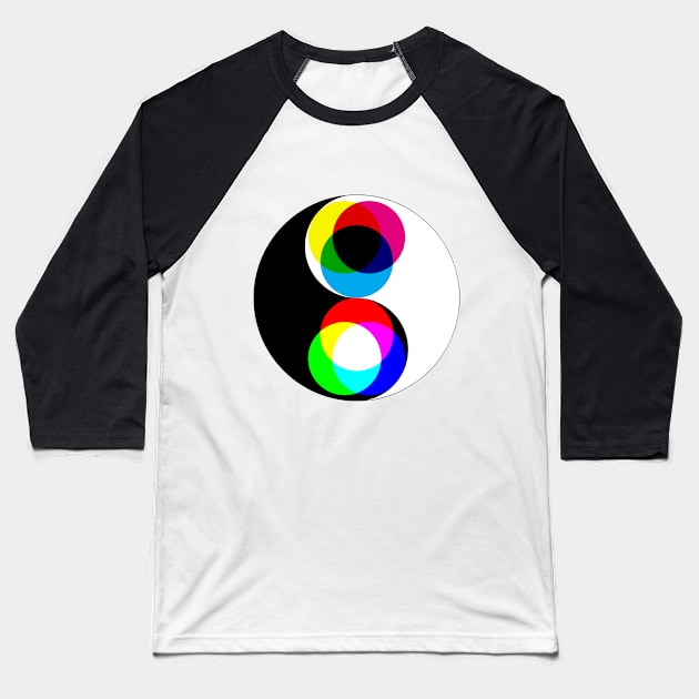 Color Yin and Yang Baseball T-Shirt by Fly_Sham